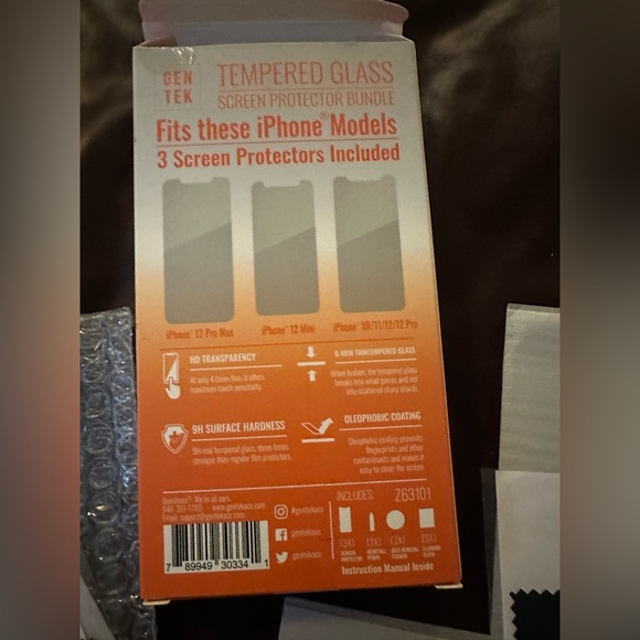 5 for $25- Gen Tek Screen Protector Tempered Glass Iphone Set of 3 - Picture 8 of 9